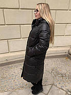 Пальто жіноче довге SHIO S-9666-32 чорне з капюшоном, фото 4