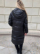 Пальто жіноче довге SHIO S-9666-32 чорне з капюшоном, фото 6