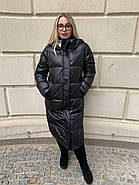 Пальто жіноче довге SHIO S-9666-32 чорне з капюшоном, фото 7