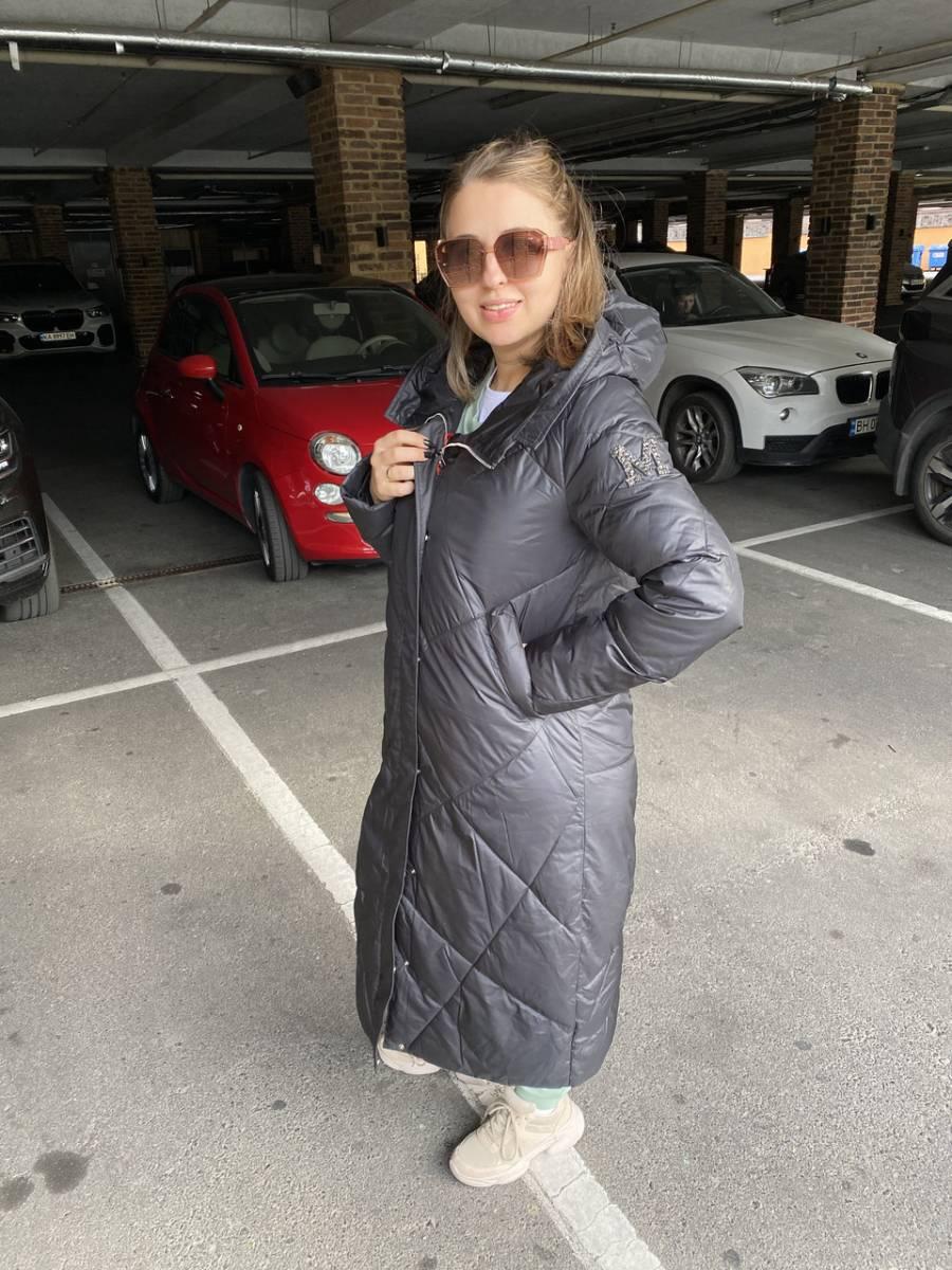 Пальто пуховик жіночий TARUN Y020-870 чорний з каптуром L, фото 1