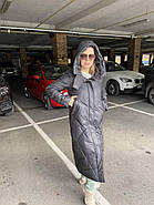 Пальто пуховик жіночий TARUN Y020-870 чорний з каптуром L, фото 3