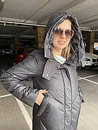 Пальто пуховик жіночий TARUN Y020-870 чорний з каптуром L, фото 5