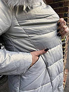 Пальто пуховик жіночий AnaVista 36-21 капюшон з натуральним хутром S, фото 6