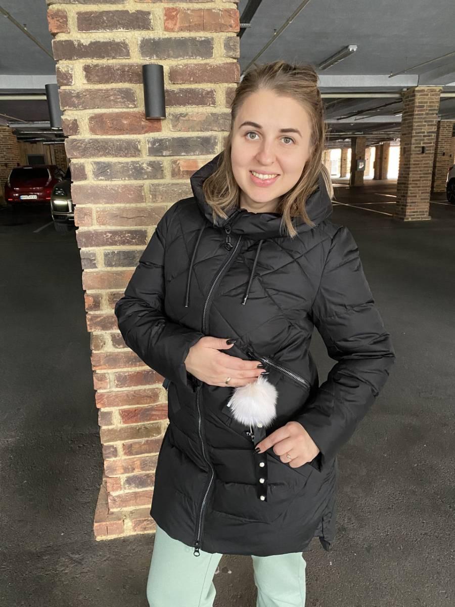 Пуховик напівпальто жіноче SIYAXINGE 938-1 чорне з капюшоном XL, фото 1