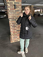 Пуховик напівпальто жіноче SIYAXINGE 938-1 чорне з капюшоном XL, фото 3