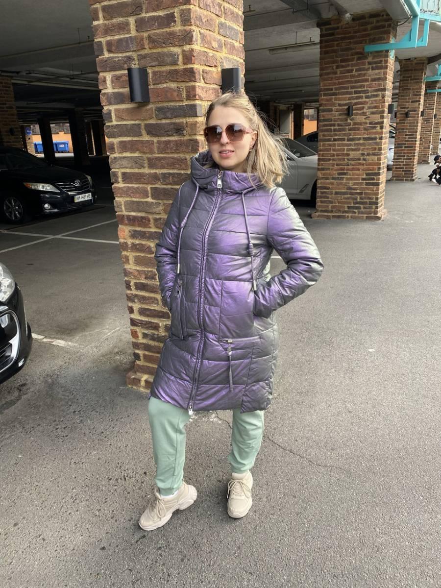 Півпальто зимове жіноче AnaVista 12-12 екошкіра з капюшоном XL, фото 1