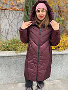 Пуховик жіночий пальто SIYAXIGE 931-274 бордовий з капюшоном, фото 3