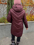 Пуховик жіночий пальто SIYAXIGE 931-274 бордовий з капюшоном, фото 4