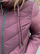 Пуховик жіночий пальто SIYAXIGE 931-274 бордовий з капюшоном, фото 6