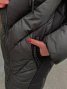 Пуховик жіночий пальто SIYAXINGE 931-1 чорний з капюшоном, фото 6