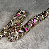 Силіконова смужка з камінцями і ланцюжком, розмір 1,5 см*38 см, мікс, арт 08712, 1 шт, Різнокольоровий, фото 2