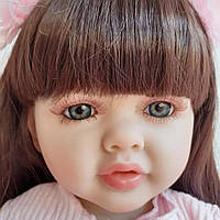 Лялька Reborn Baby Рухлива Дівчинка Реборн Куколка 55 см з одягом Вініл Силікон 3D Можна купати