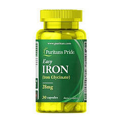 Залізо Гліцинат Puritan's Pride Easy IRON Glycinate 28 mg 30 капсул