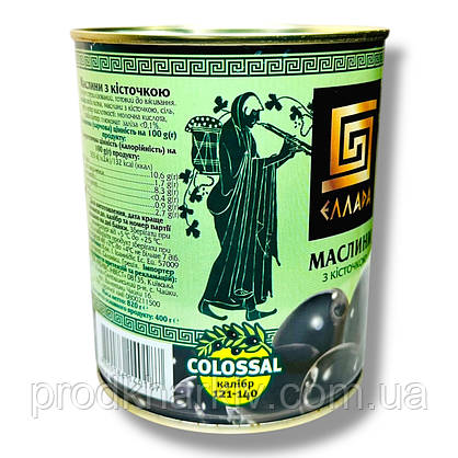 Оливки Ellada Colossal з кісточкою 850 мл, фото 4