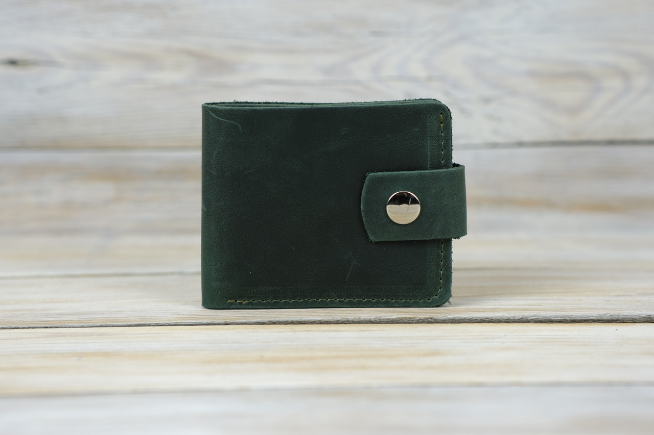 Жіноче класичне портмоне з монетницею з застібкою з натуральної шкіри колір Зелений