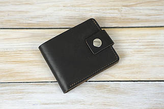 Портмоне класика з монетницею з застібкою, натуральна італійська шкіра краст, колір кави, фото 3