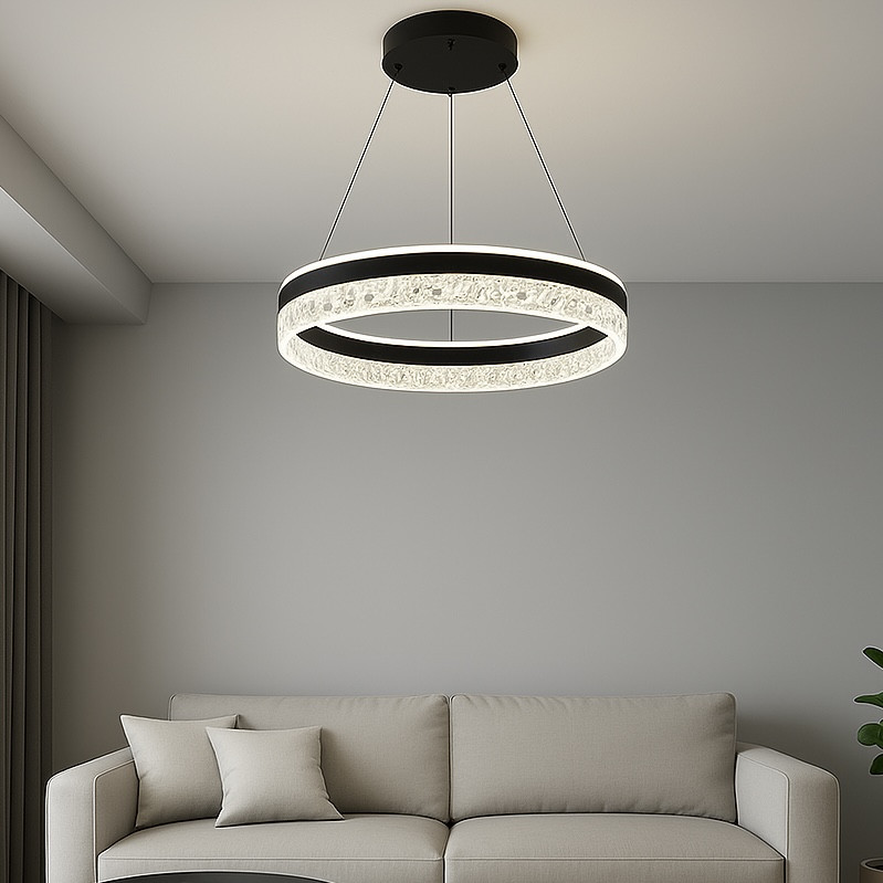 Підвісна люстра Led кільце до 15 м² чорний корпус діаметр 50 см (MD230327BK)