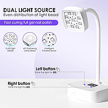 Гнучка LED-лампа на акумуляторі LCH-019 для тіпс з таймером і USB, біла, фото 4
