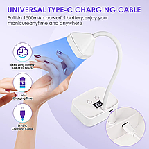 Гнучка LED-лампа на акумуляторі LCH-019 для тіпс з таймером і USB, біла, фото 6
