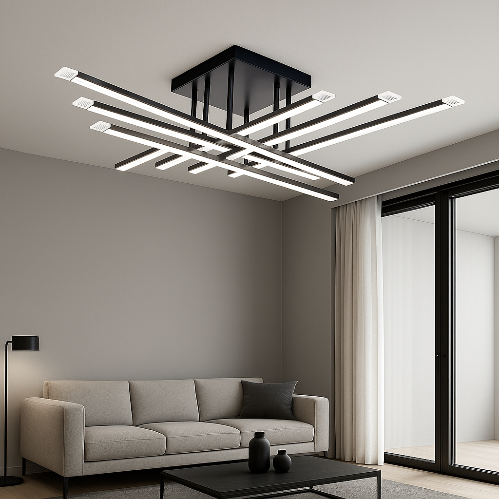 Led люстра у чорно-золотому корпусі до 18 м² (X8661/12BK), фото 1