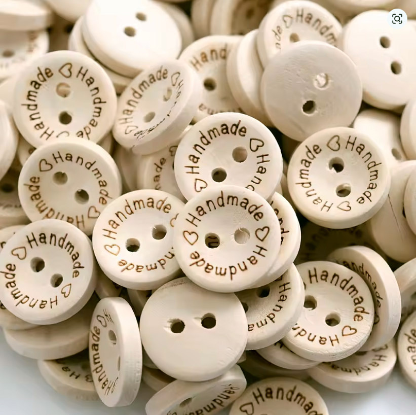 Ґудзик дерев'яний Handmade  Ø15 мм (упак. 10 шт)