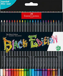 Олівці кольорові Faber-Castell Black Edition colour pencils 24 кольора тригранні чорне дерево, 116424