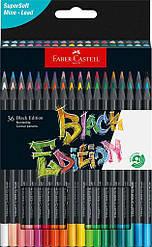 Олівці кольорові Faber-Castell Black Edition colour pencils 36 кольорів тригранні чорне дерево, 116436