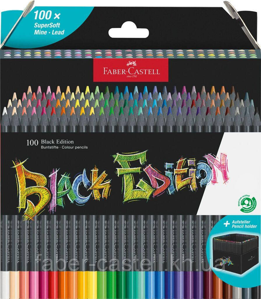 Олівці кольорові Faber-Castell Black Edition colour pencils 100 кольорів тригранні чорне дерево, 116411