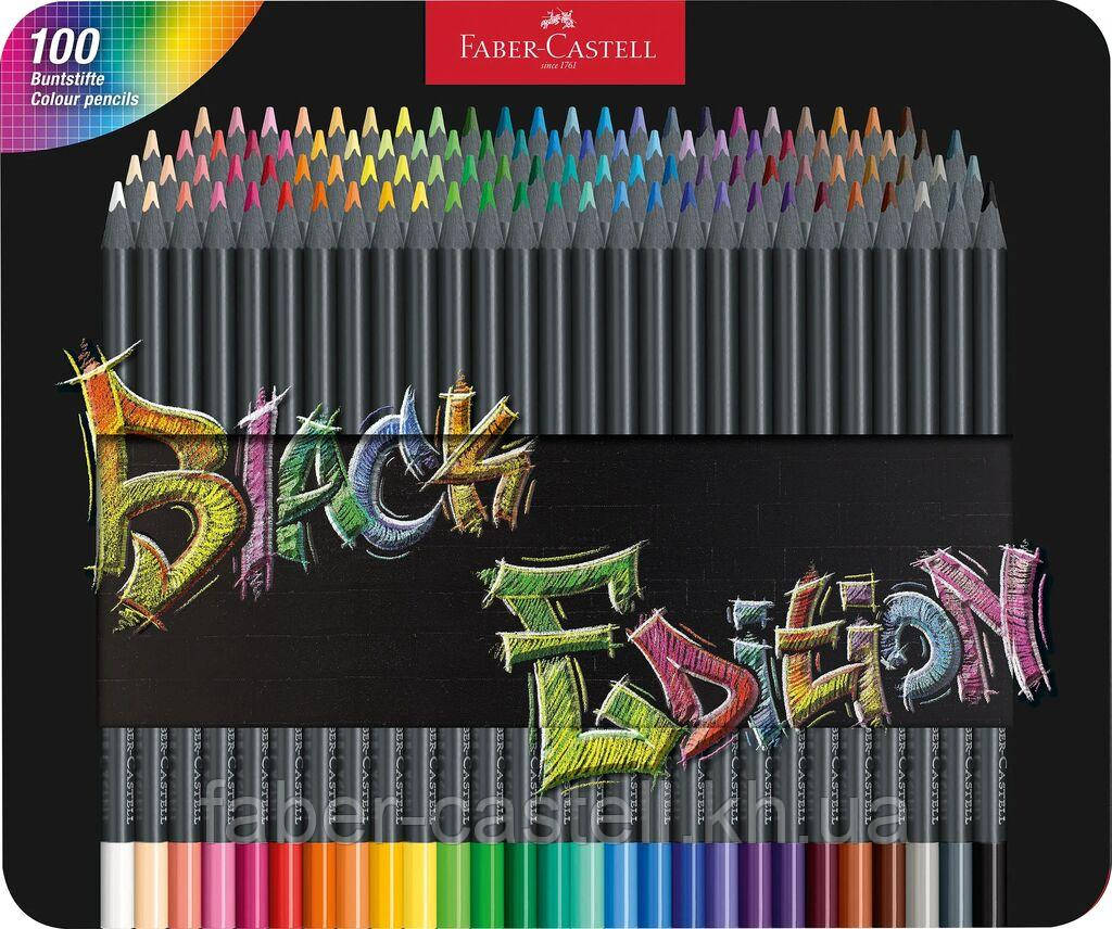 Олівці кольорові Faber-Castell Black Edition colour pencils 100 кольорів тригранні чорне дерево, 116490