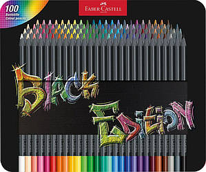 Олівці кольорові Faber-Castell Black Edition colour pencils 100 кольорів тригранні чорне дерево, 116490