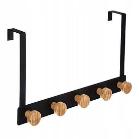 Дверна вішалка Bamboo Black із 5 гачками.