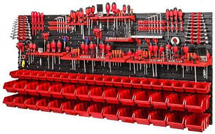 Дошка / робоча стінка, органайзер для інструментів 170x78см з контейнерами та гачками Kraft&Dele KD11861