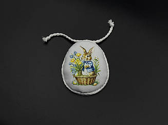 Тканинна підвіска Великодня зайчик. 10х8см