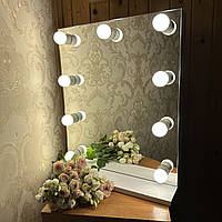 Яркое зеркало с LED-подсветкой на подставке, Светящееся зеркало для макияжа, гримерное зеркало для дома