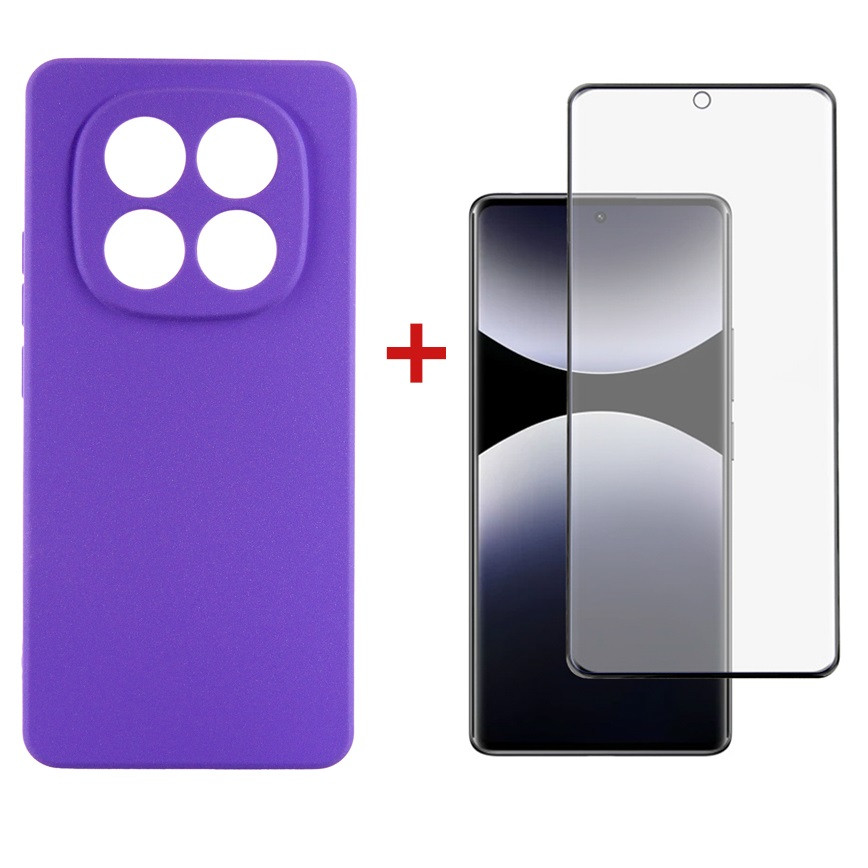 Чохол-накладка Dengos Carbon для Xiaomi Redmi Note 14 Pro Purple (DG-KM-130) + захисне скло, фото 1