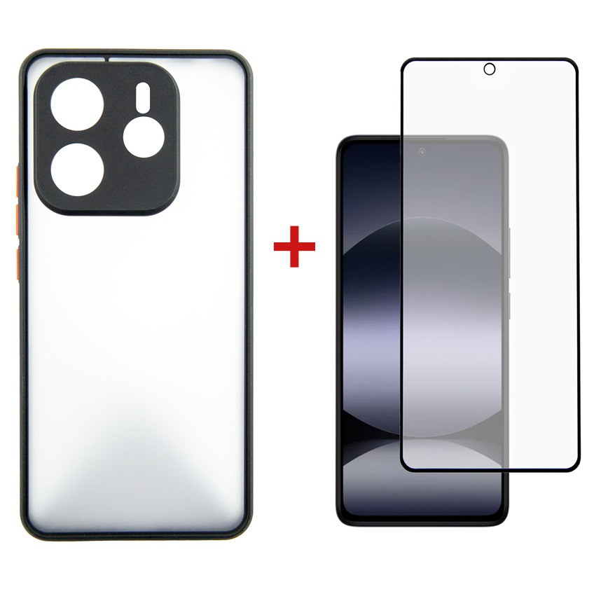 Чохол-накладка Dengos Matt для Xiaomi Redmi Note 14 5G Black (DG-KM-127) + захисне скло, фото 1