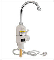 Проточний кран-водонагрівач кухонний для кухні Warm 056 White / Chrome Lidz