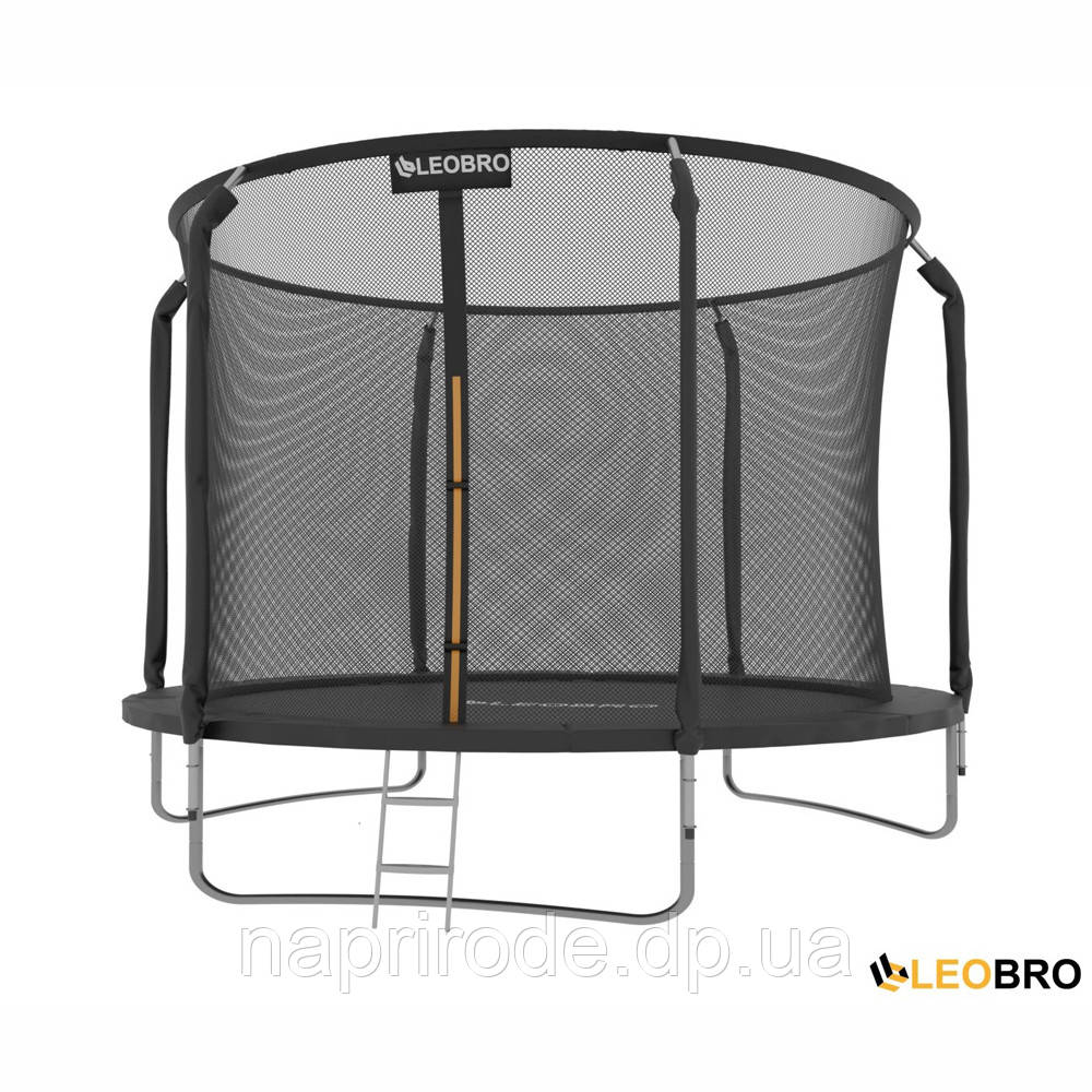 Батут із внутрішньою захисною сіткою 252 см LEOBRO Premium 8FT BLACK для дітей на дачу в приватний будинок на турбазу