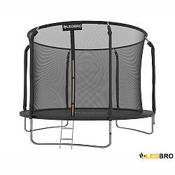 Батут із внутрішньою захисною сіткою 252 см LEOBRO Premium 8FT BLACK для дітей на дачу в приватний будинок на турбазу