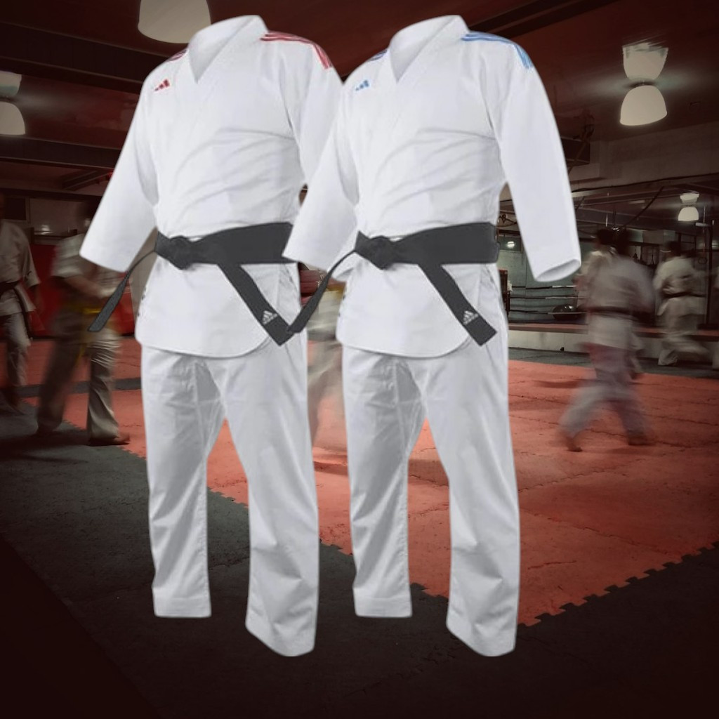 Професійне кімоно для карате біле Adidas ADIZERO KO GREEN 2 куртки та 1 штани комплект 130 г/м² куміте