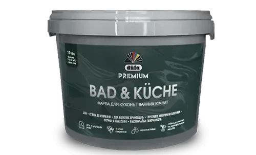 Фарба для кухонь і ванних кімнат Dufa Bad & Kuche, 10 л, біла, шовковисто-матова, фото 1