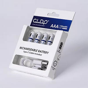 КОМПЛЕКТ АКУМУЛЯТОРІВ 4 ШТ LI-ION C.L.D.P AAA 1.5V 500 MAH TYPE-C