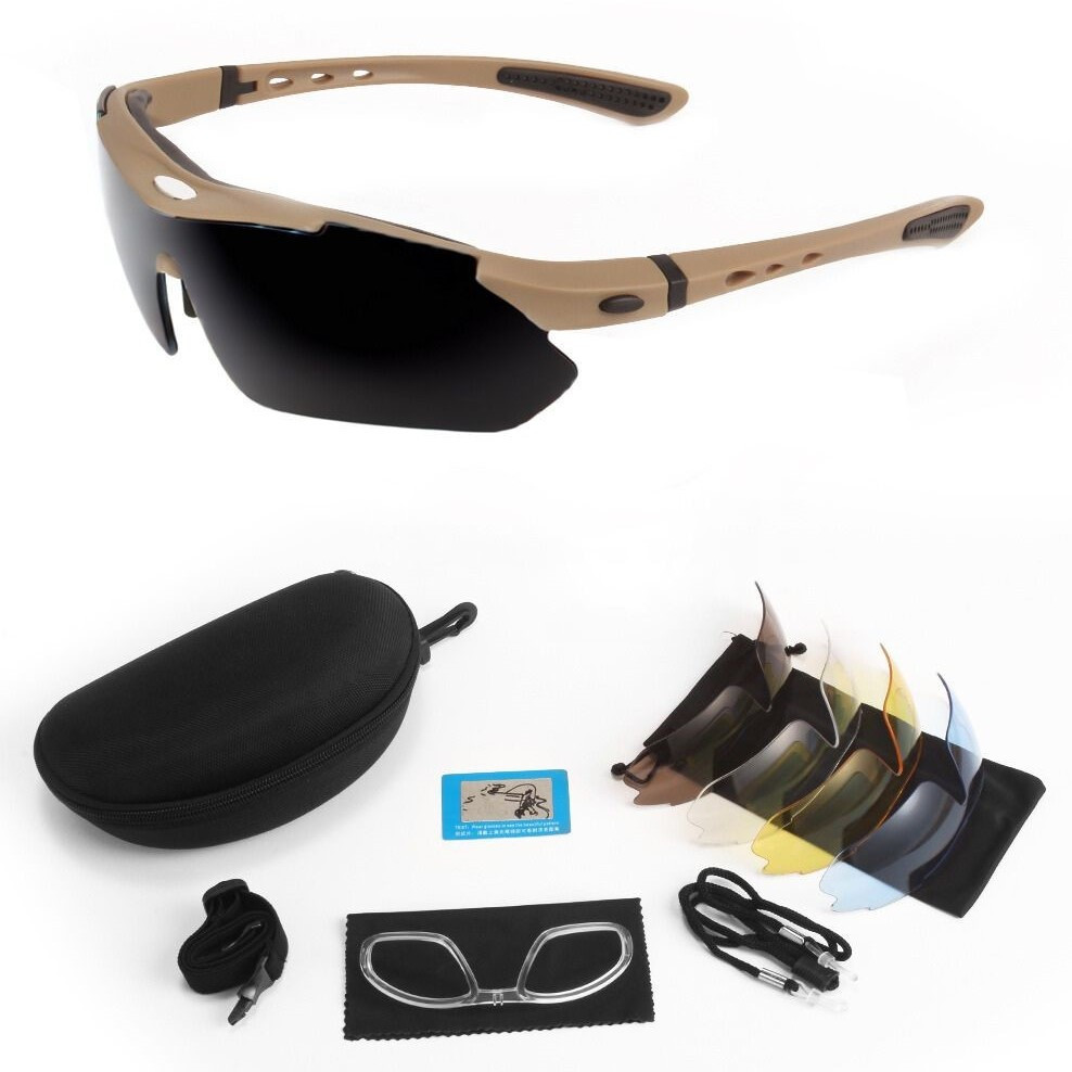 Захисні окуляри Oakley тактичні койот з поляризацією 5 лінз One size+
