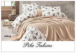 Постільна білизна з вафельним покривалом La Villa Mavi Персиковий