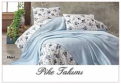 Постільна білизна з вафельним покривалом La Villa Mavi Блакитний