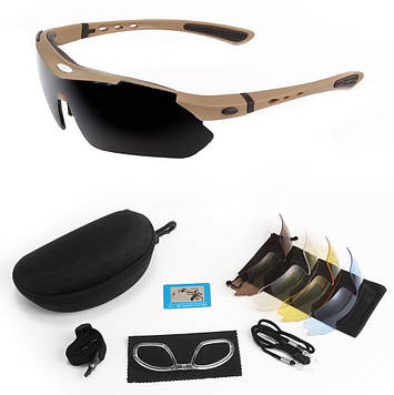 Сонцезахисні окуляри тактичні Oakley койот з поляризацією 5 лінз One size+.PeremogaUA