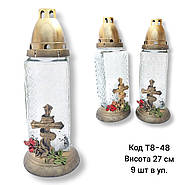 Лампадки свічки квадратні Хрест з трояндами 27 см, фото 2