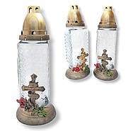 Лампадки свічки квадратні Хрест з трояндами 27 см, фото 3