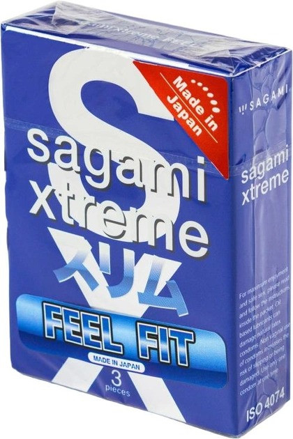 Супертонкі латексні презервативи Sagami Xtreme Feel Fit (ціна за паковання 3 шт.), фото 1