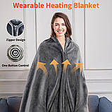 Електрична ковдра USB, портативний плед із підігрівом, 155x80 з 3 режимами нагрівання Електроковдра із застібкою, фото 2